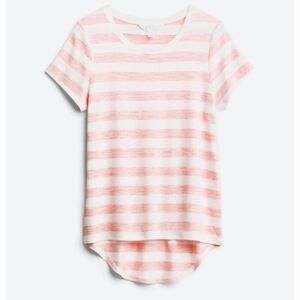Market & Spruce Coral and White Striped Short Sleeve Tee
